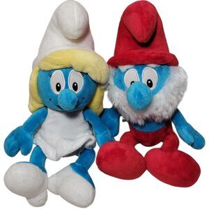 The Smurfs Papa Smurf And Smurfette Plushes Jakks Pacific Stuffed Animals